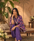 Mizaaj  -Purple Ikat Printed Shirt Kaftan  With  Ballon Pant( Pre-Order)