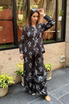 Rozana- Black Printed Drape Pants Co-ord Set (PRE-ORDER)
