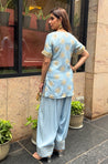 Farshi- Powder Blue Farshi set with Kurta and Wide leg Pants (Pre-Order).