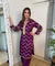 NOORANI-Wine Chevron Pattern  Kurta With Pathani Pant