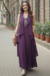 Rozana - Wine long Gown With Jacket