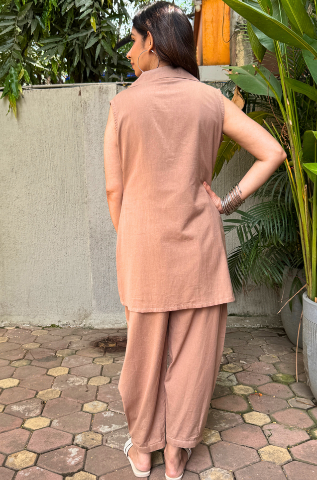 REZAAR-Mocha Blazer With Bustier and cuffed Pants
