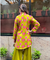 Festive  Lime Green Ikat Printed Short Kurta With Cowl Pant(Pre-order)