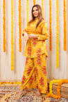 AAFREEN-  Marigold Floral Printed Co-Ord Set with Koti