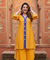 MEHER-Yellow  Bandhani  High-Low Kurta With  Flared Pant