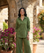 Rozana- Olive Green Shirt Collar Cutwork Co-Ord Set with Straight Pants
