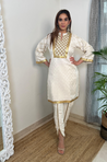 Noorani-Cream  Criss Cross lacework Two Piece Set