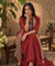 Rozana-Red Cotton Slub Elegant Fusion Drape  Dress(Pre-Order)