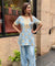 Farshi- Powder Blue Farshi set with Kurta and Wide leg Pants (Pre-Order).