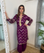 NOORANI-Wine Chevron Pattern  Kurta With Pathani Pant