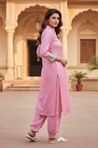 PHULJARI-Blush Pink Festive Jacquard Pathani Set