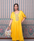 JHOOM-Yellow Solid Batwing Sleeves Two Piece Set