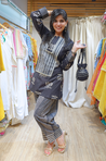 AAFREEN-  Black Lotus  Printed Farshi Salwar set with Potli Bag