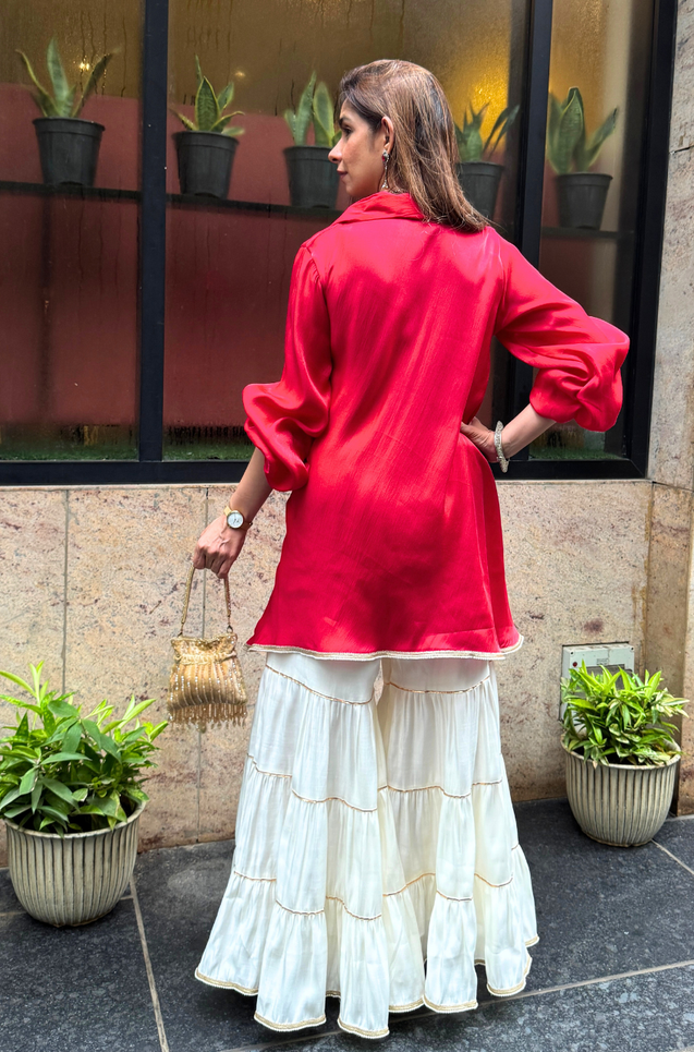 Mizaaj- Hot Pink Tunic Sharara Set