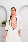 ZAIB-White  Embroidered Two Piece Set