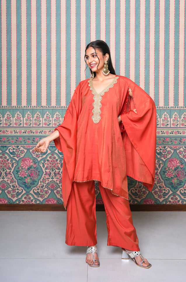 PASSORI -Rust  kaftan Two Piece Set