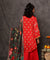 GEET- Scarlet Red Three Piece Suit Set With Printed Dupatta