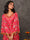 GEET- Cerise Pink Three Piece Suit Set With Printed Dupatta