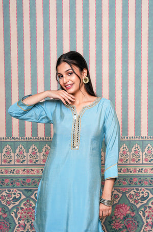 Passori-Blue Shimmer Pathani  Two Piece Set