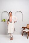 ZAIB-White  Embroidered Two Piece Set