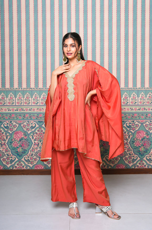 PASSORI -Rust  kaftan Two Piece Set