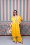 JHOOM-Yellow Solid Batwing Sleeves Two Piece Set