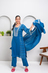 RANGAT-Blue Three Piece Suit  Set