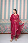 Maroon Anaarkali  Three Piece set with Dupatta