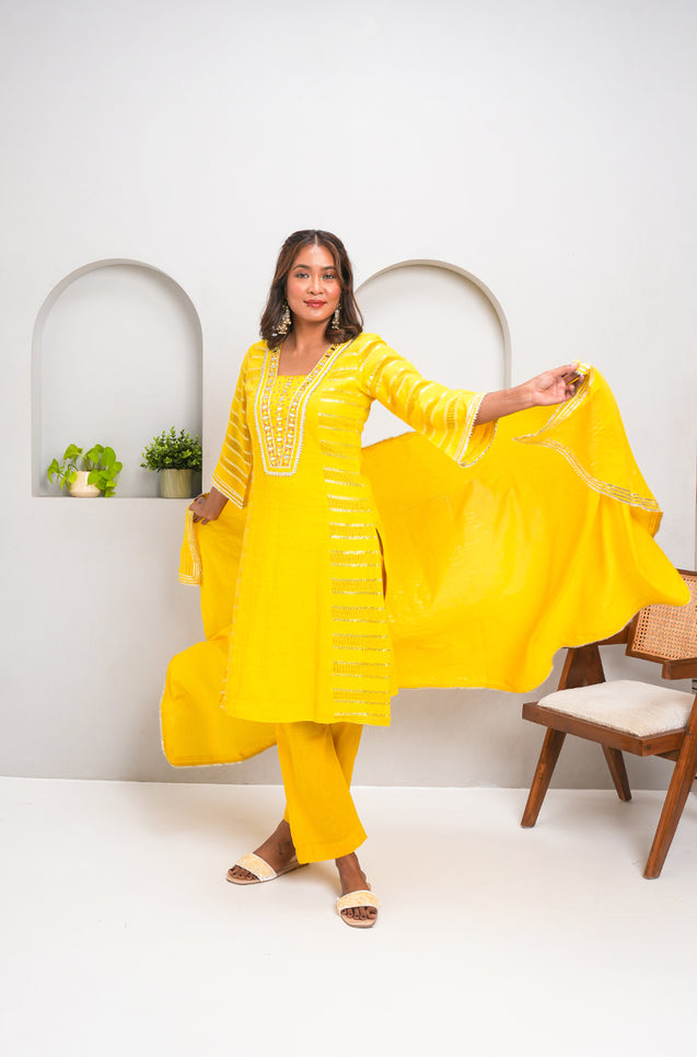 RANGAT-Yellow Three Piece Suit  Set