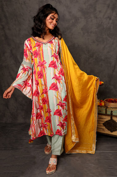 GEET-Celery Ice Green Three Piece Suit Set