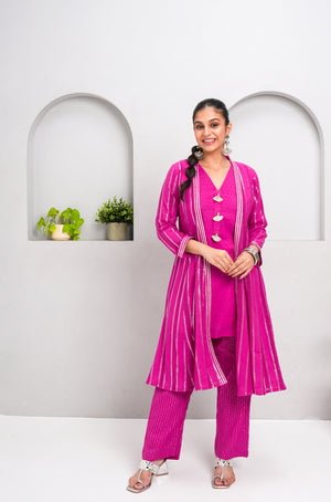 RANGAT-Pink Kurta with Pant and Jacket