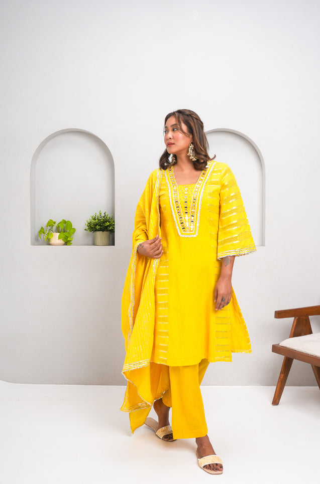 RANGAT-Yellow Three Piece Suit  Set