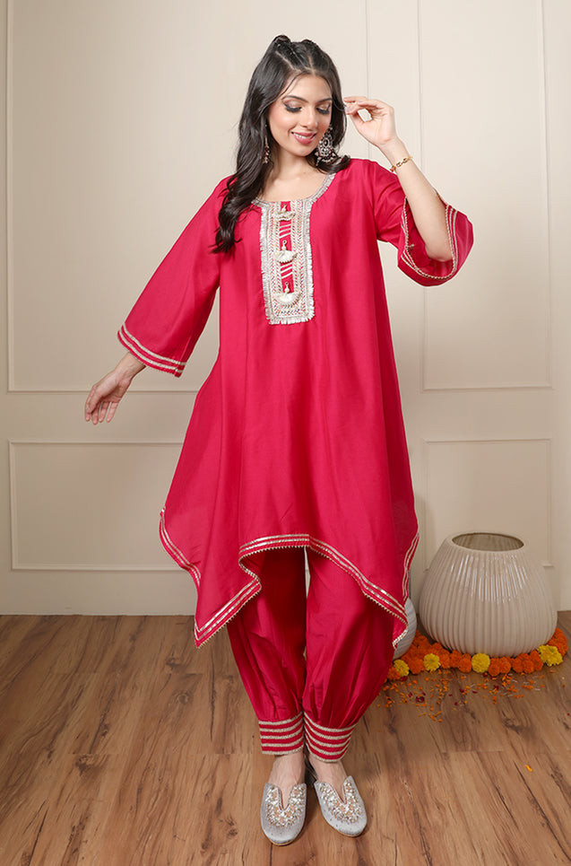 ROOH - Ruby Pink Two Piece Handkerchief Cut Set