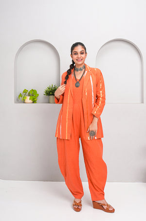 Rust orange jumpsuit with jacket