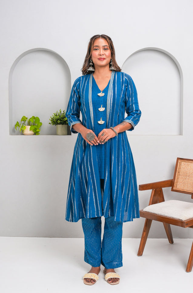 RANGAT- Cobalt Blue  Kurta with Palazzo and Jacket