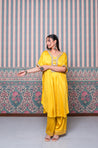 JHOOM-Yellow Solid Batwing Sleeves Two Piece Set