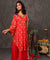 GEET- Scarlet Red Three Piece Suit Set With Printed Dupatta