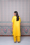 JHOOM-Yellow Solid Batwing Sleeves Two Piece Set