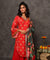 GEET- Scarlet Red Three Piece Suit Set With Printed Dupatta