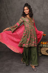 GEET-Moss Green Peplum Three Piece Suit Set