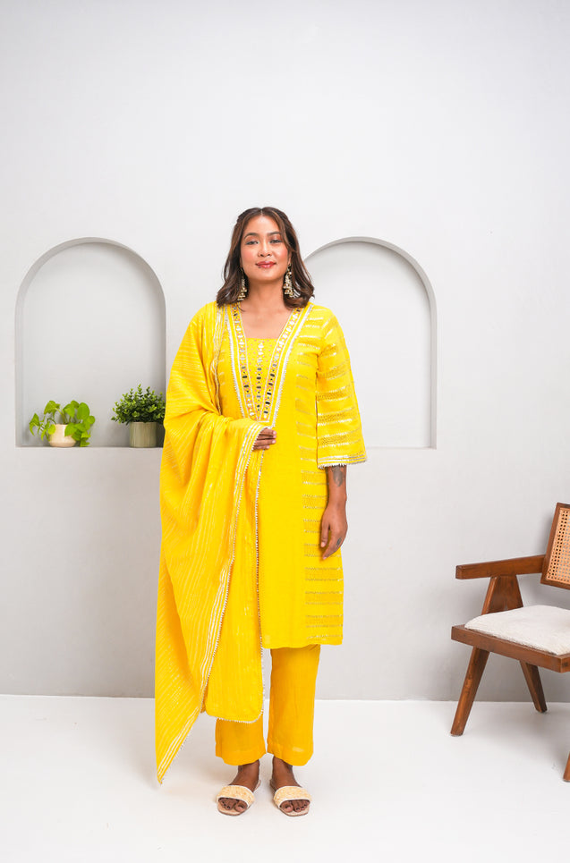 RANGAT-Yellow Three Piece Suit  Set