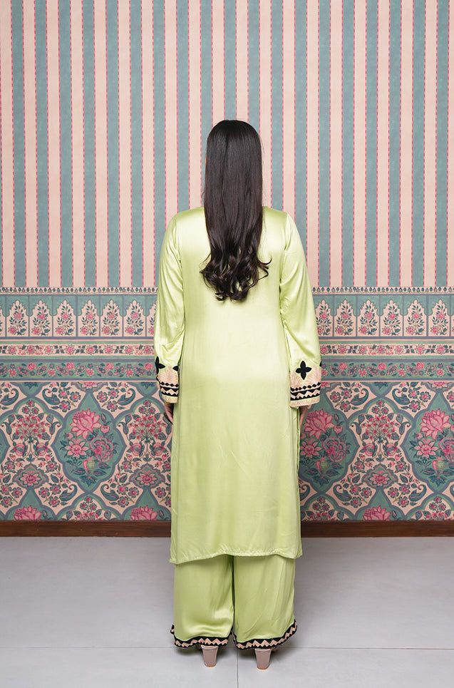 Jhoom-Sage Green Embroidered Two Piece Set