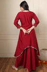 ROOH - Crimson Red Two Layered Gown