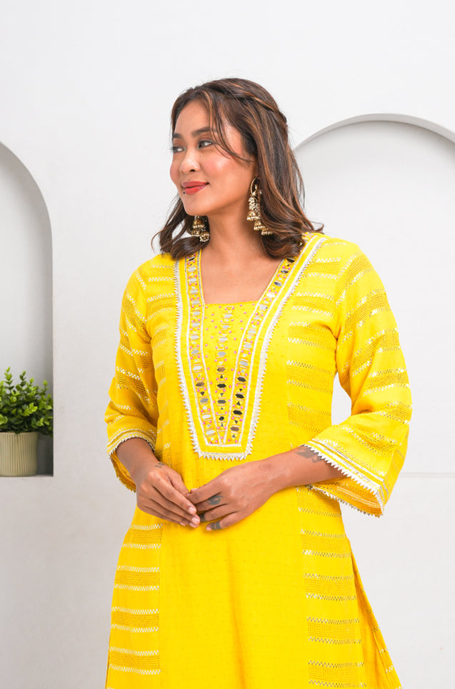 RANGAT-Yellow Three Piece Suit  Set