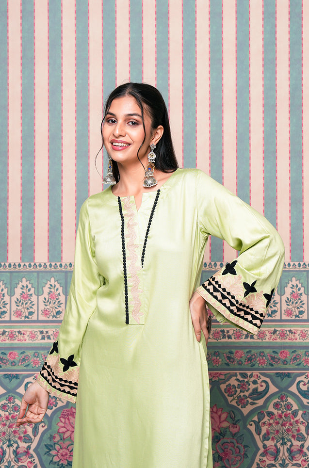 Jhoom-Sage Green Embroidered Two Piece Set