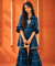Mizaaj-Teal Blue Tunic Sharara Set