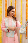 PHULJARI -Pastel Pink  Farshi Salwar Set With Potli Bag