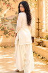 Festive White Kurta with Cowl Pants Set