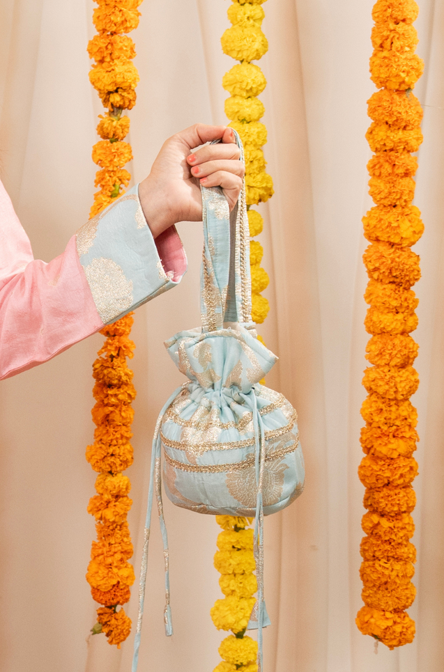 PHULJARI -Pastel Pink  Farshi Salwar Set With Potli Bag