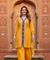 MEHER-Yellow  Bandhani  High-Low Kurta With  Flared Pant